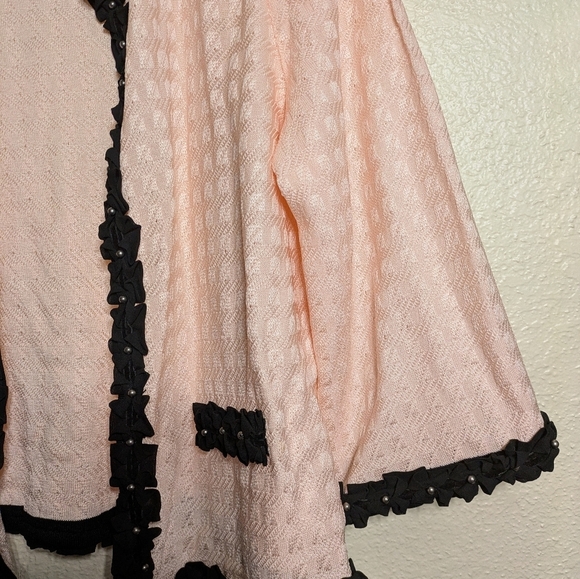 Ming Wang Pink Jacket with Black Trim Size Xl Pre-owned - Picture 3 of 7